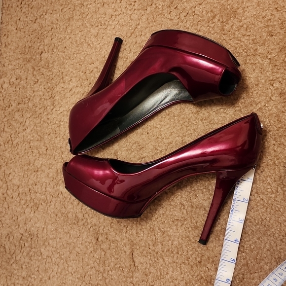 Stuart Weitzman Patent Leather Peep Toe Platform Heels - Picture 10 of 16